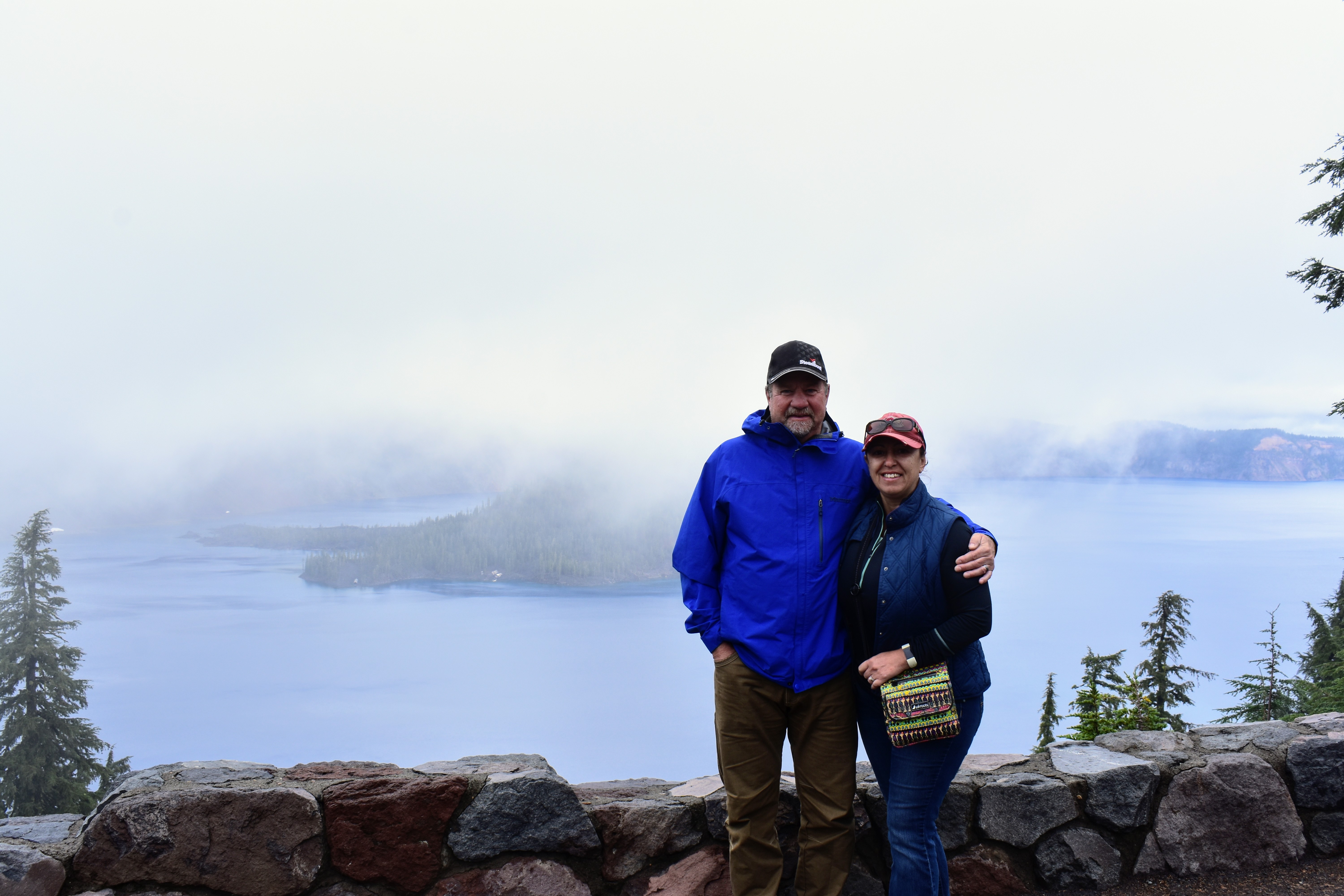 viewing crater lake with fog